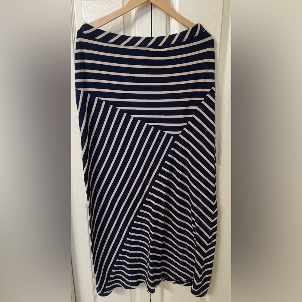 Jones New York Maxi Skirt Navy Blue/Cream (M) - Picture 3 of 4